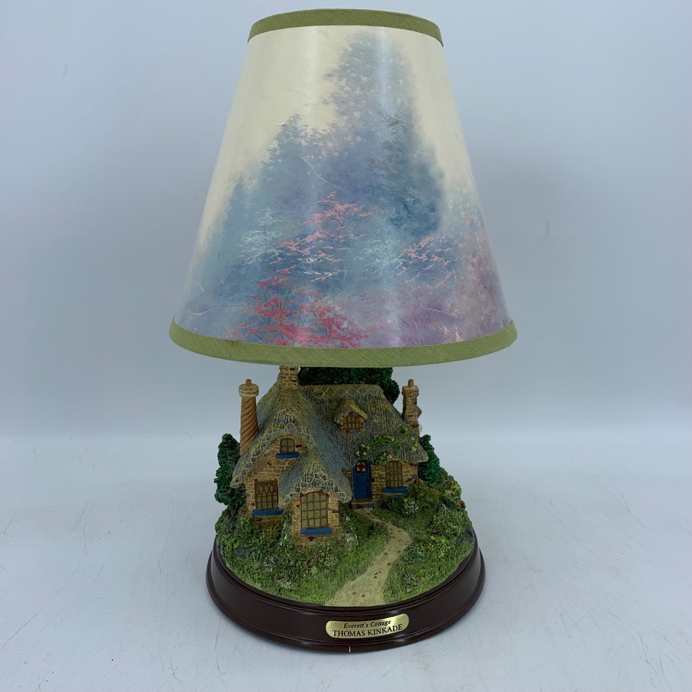 Thomas Kinkade Everetts Cottage Whimsical Table Lamp English Countryside Works